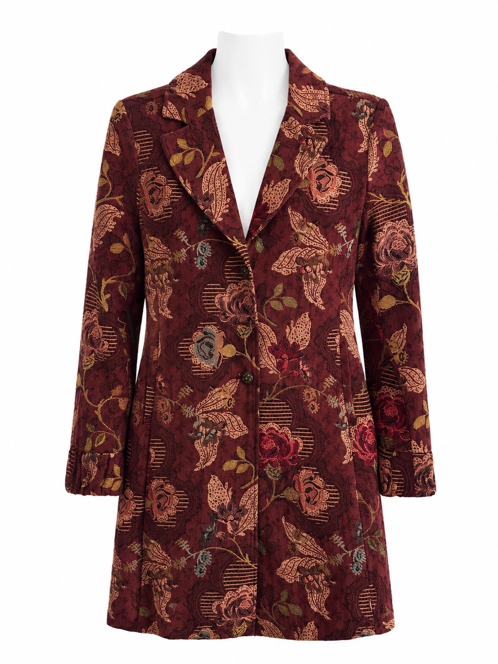 Size 10 CAbi Vintage Guinevere Style 749 Tapestry Jacobean Floral Coat
